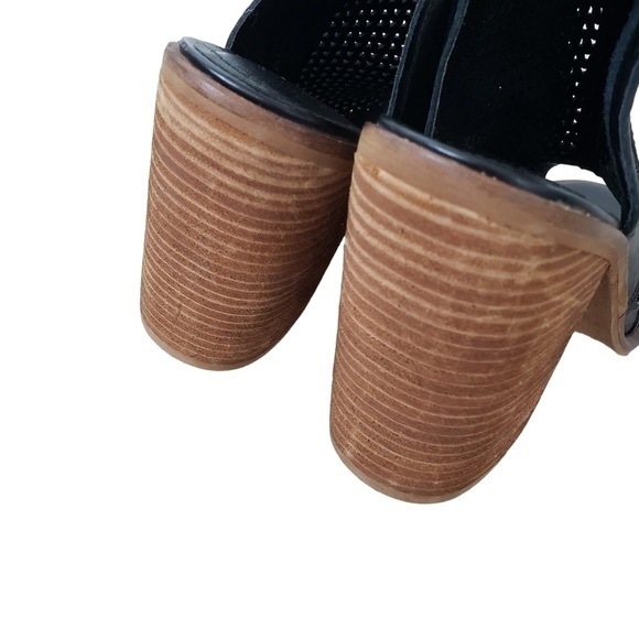 Kelsi Dagger Boho Black Leather Open Toe Perforated Ankle Bootie - Picture 4 of 6